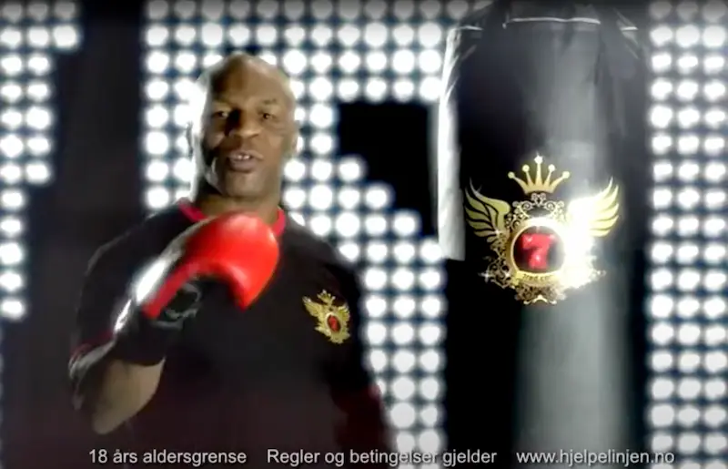 Skjermdup av 7Red.com sin reklamefilm med bokseren Mike Tyson.