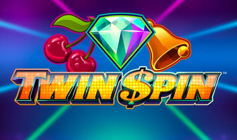 Et bilde av spilleautomaten Twin Spin sin logo.